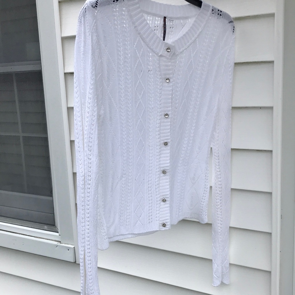 Cables Size S White Cardigan Nwot